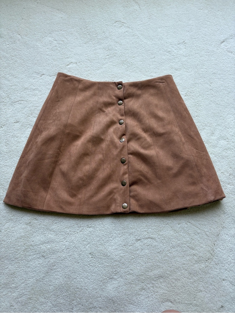 Altar'd State Brown Suede Button-Front Skater Skirt